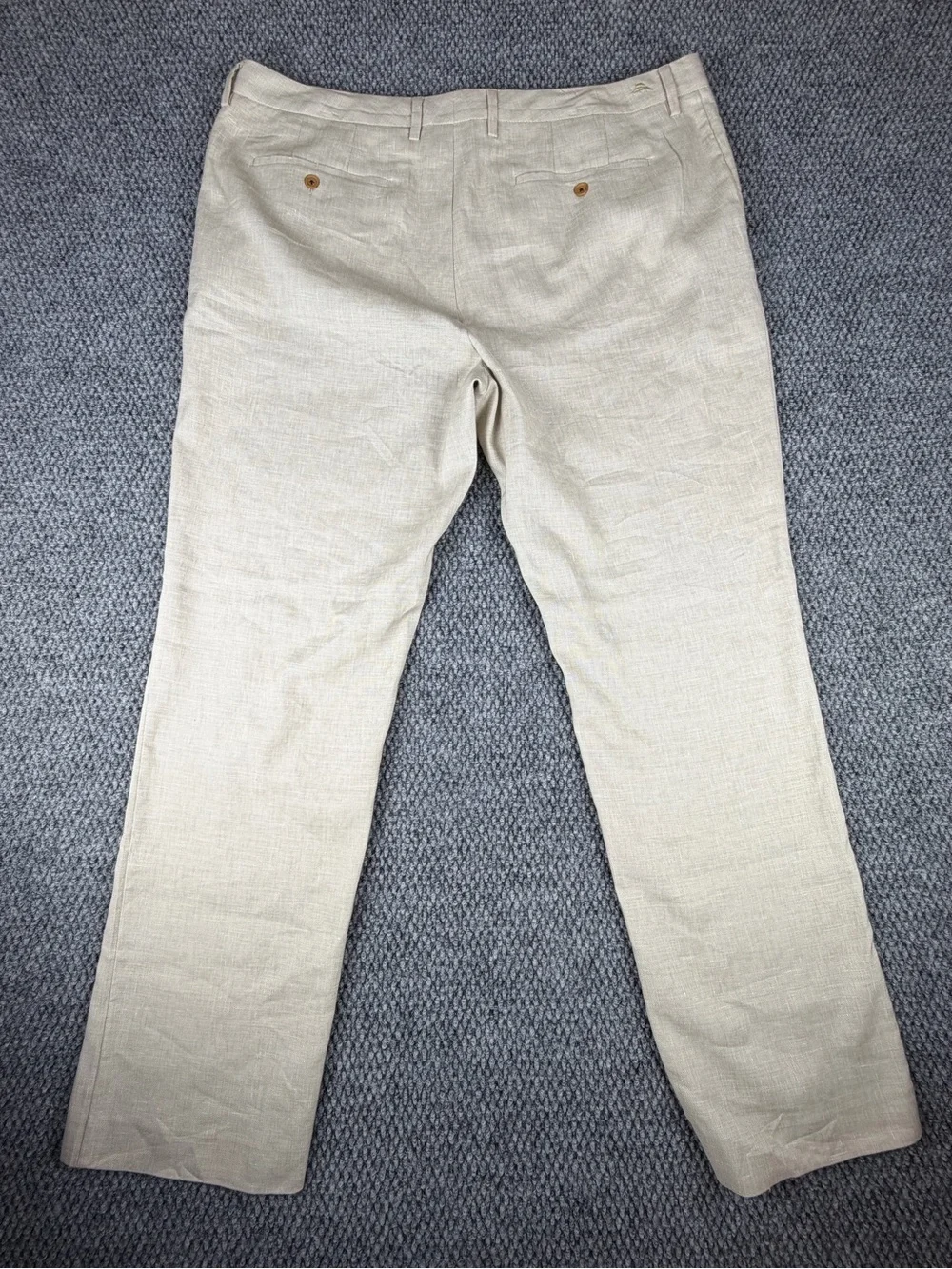 Tommy Bahama Pants Latigo Beach Flat Front Stone Khaki Linen Pants Sz 40x32